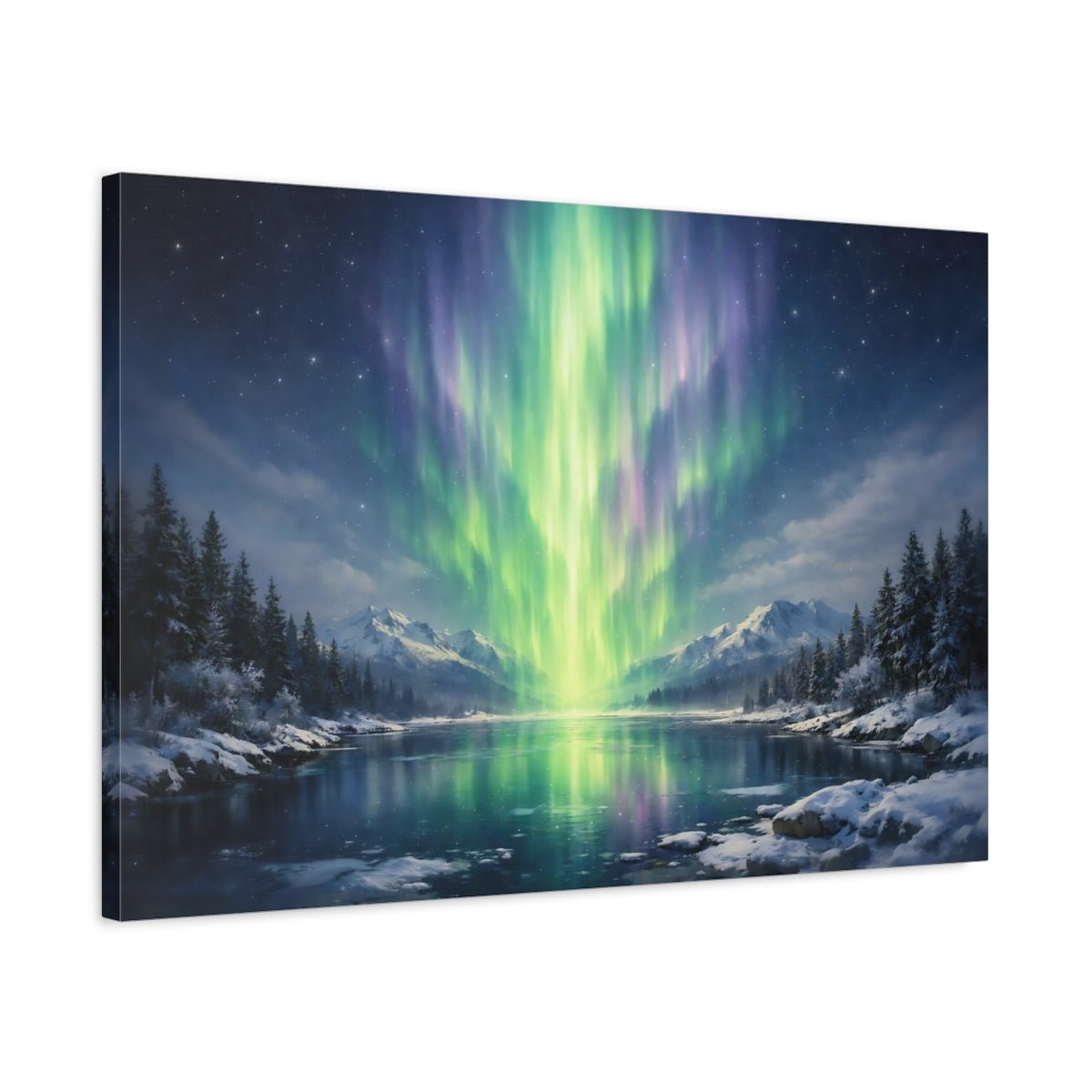 Modern Northern Lights Aurora Borealis Nature - Canvas Wall Art Print - YesArtYes