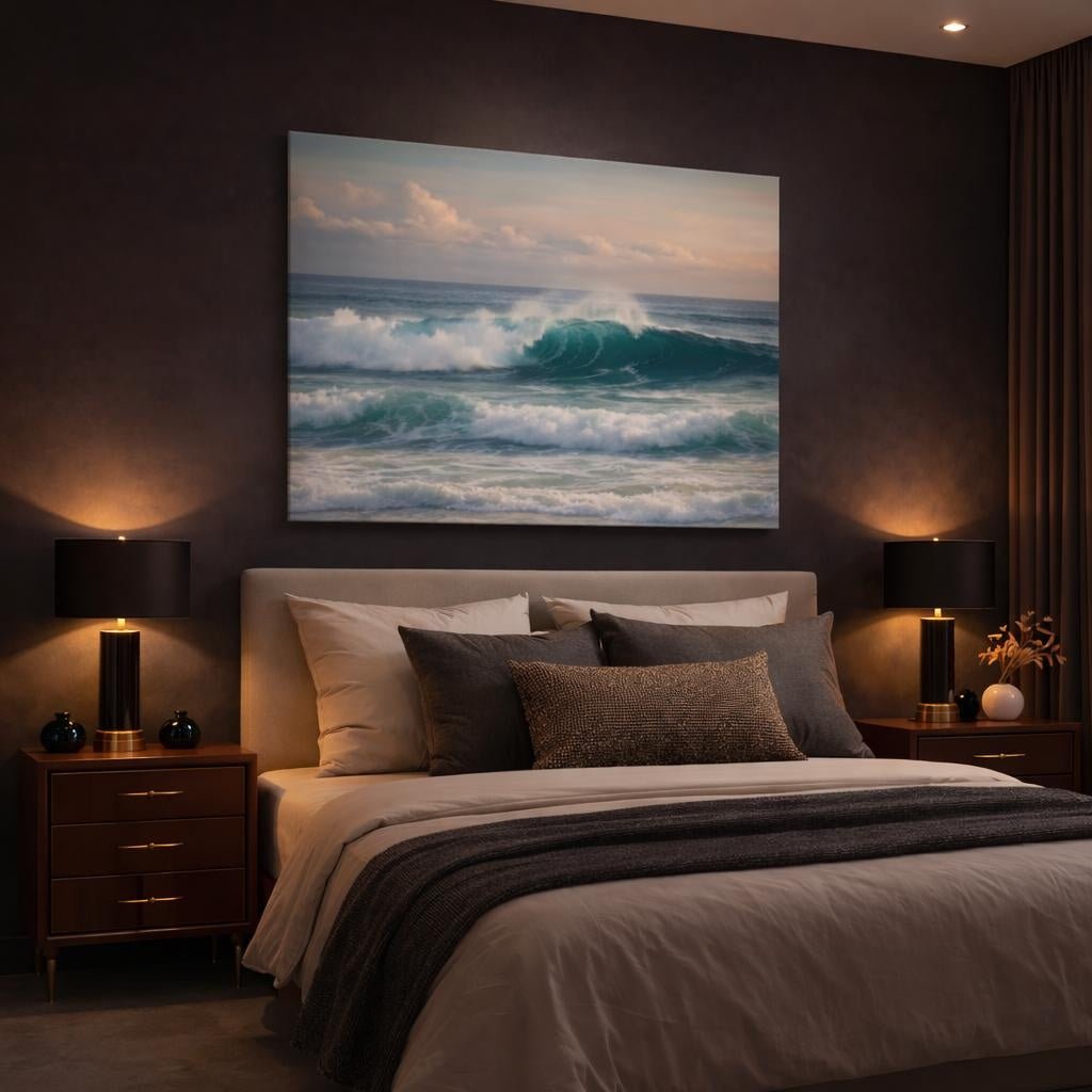 Modern Ocean Waves Wave Nature - Canvas Wall Art Print - YesArtYes