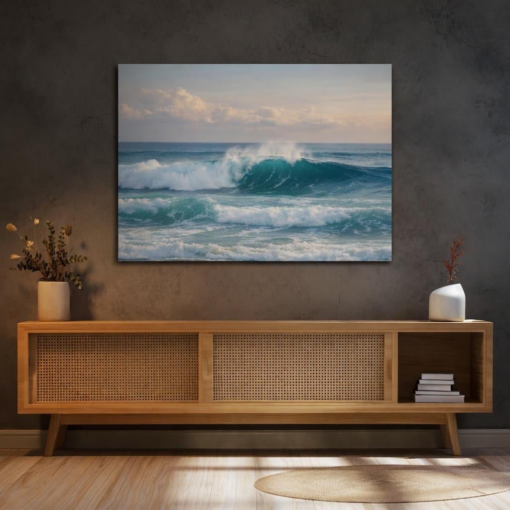 Modern Ocean Waves Wave Nature - Canvas Wall Art Print - YesArtYes