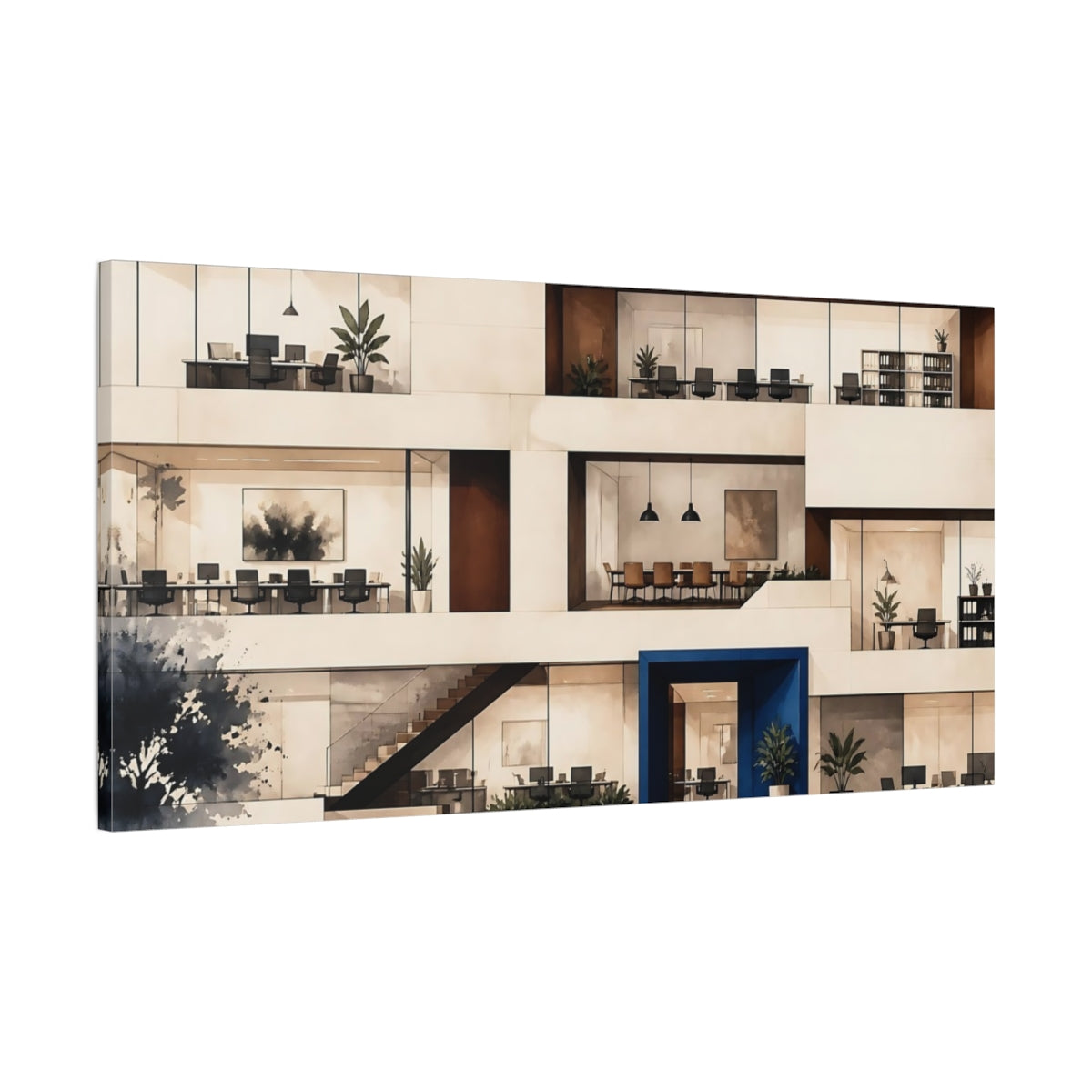 Main Mockup. Modern Office Interior shown as canvas print