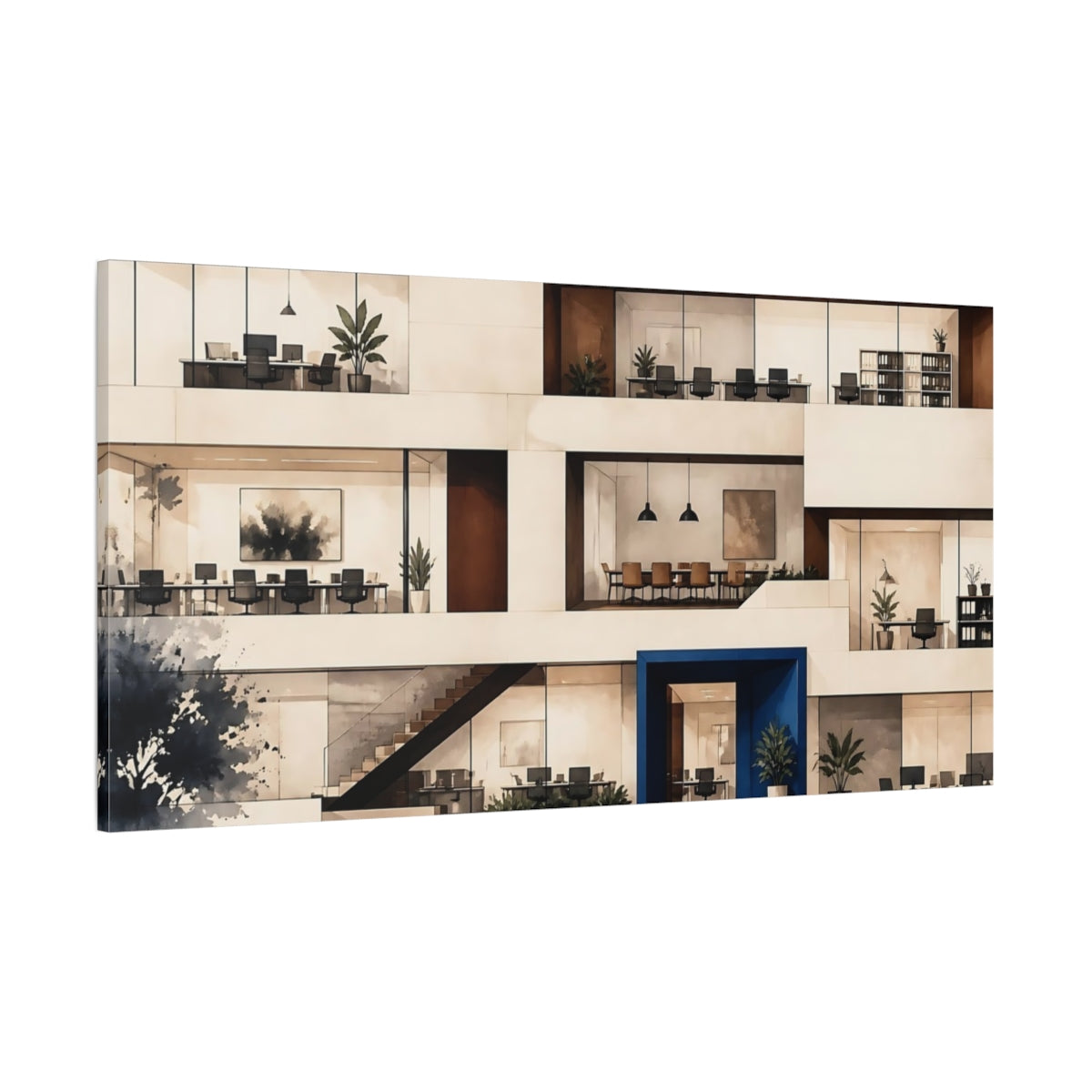 Side Mockup 2. Modern Office Interior shown as canvas print
