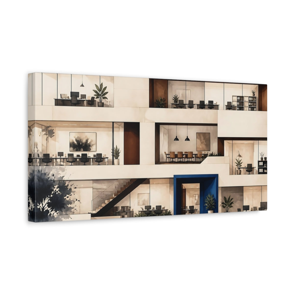 Side Mockup 3. Modern Office Interior shown as canvas print