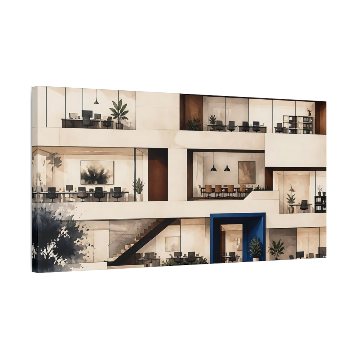 Side Mockup 1. Modern Office Interior shown as canvas print