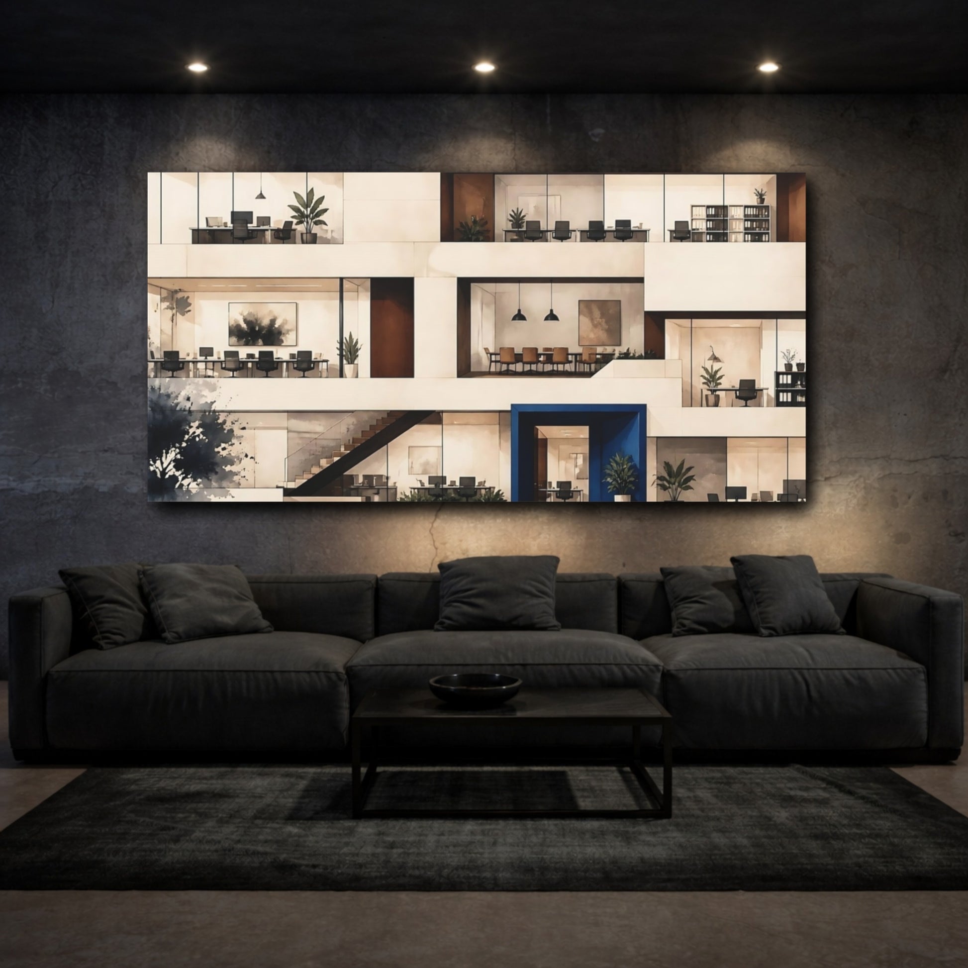 Mockup 3. Modern Office Interior shown as canvas print