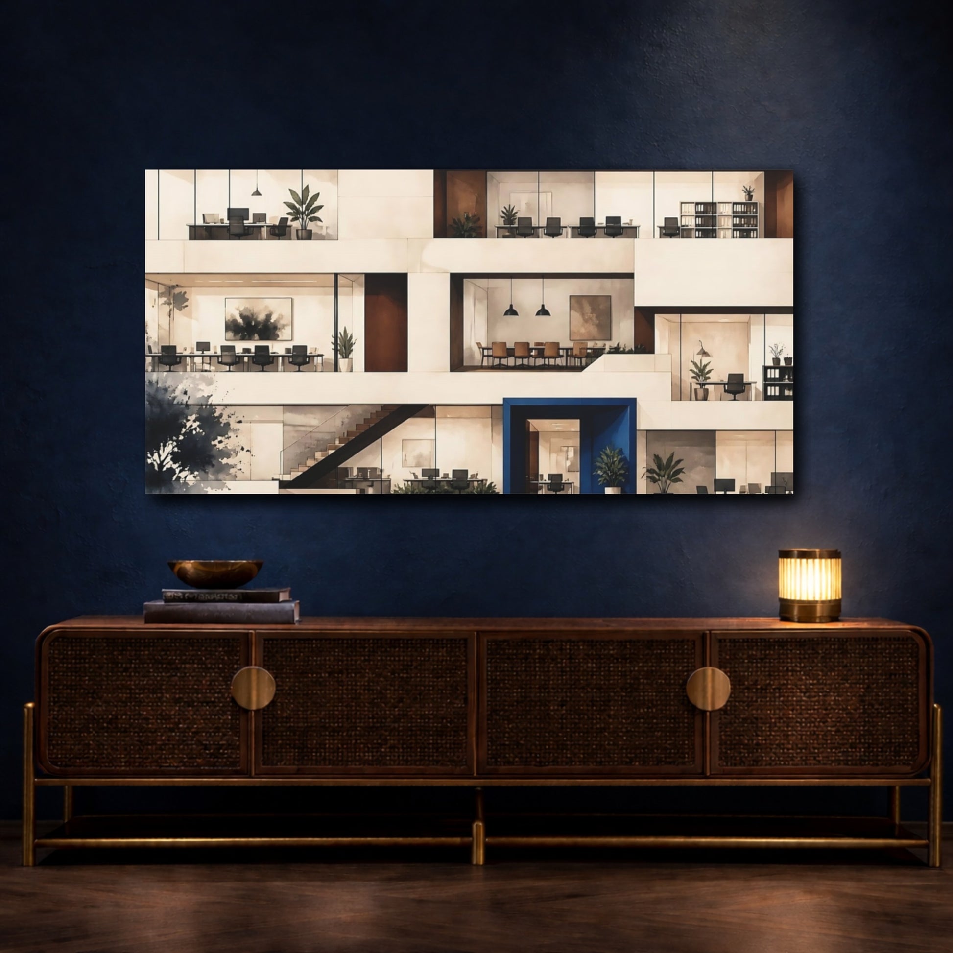 Mockup 4. Modern Office Interior shown as canvas print