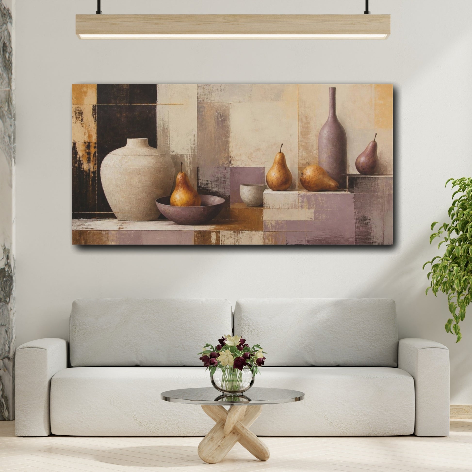 Mockup 2. Modern Pears & Vessels shown as canvas print
