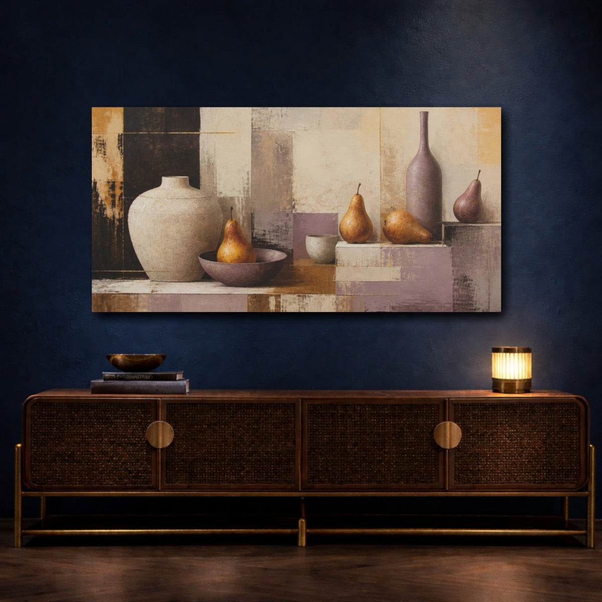 Modern Pears & Vessels Canvas Print Wall Art – Dining Room Decor, Above Table - YesArtYes