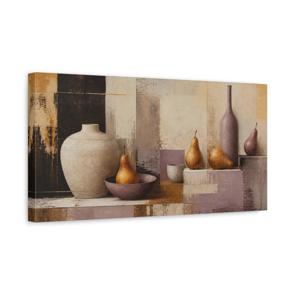 Side Mockup 3. Modern Pears & Vessels shown as canvas print