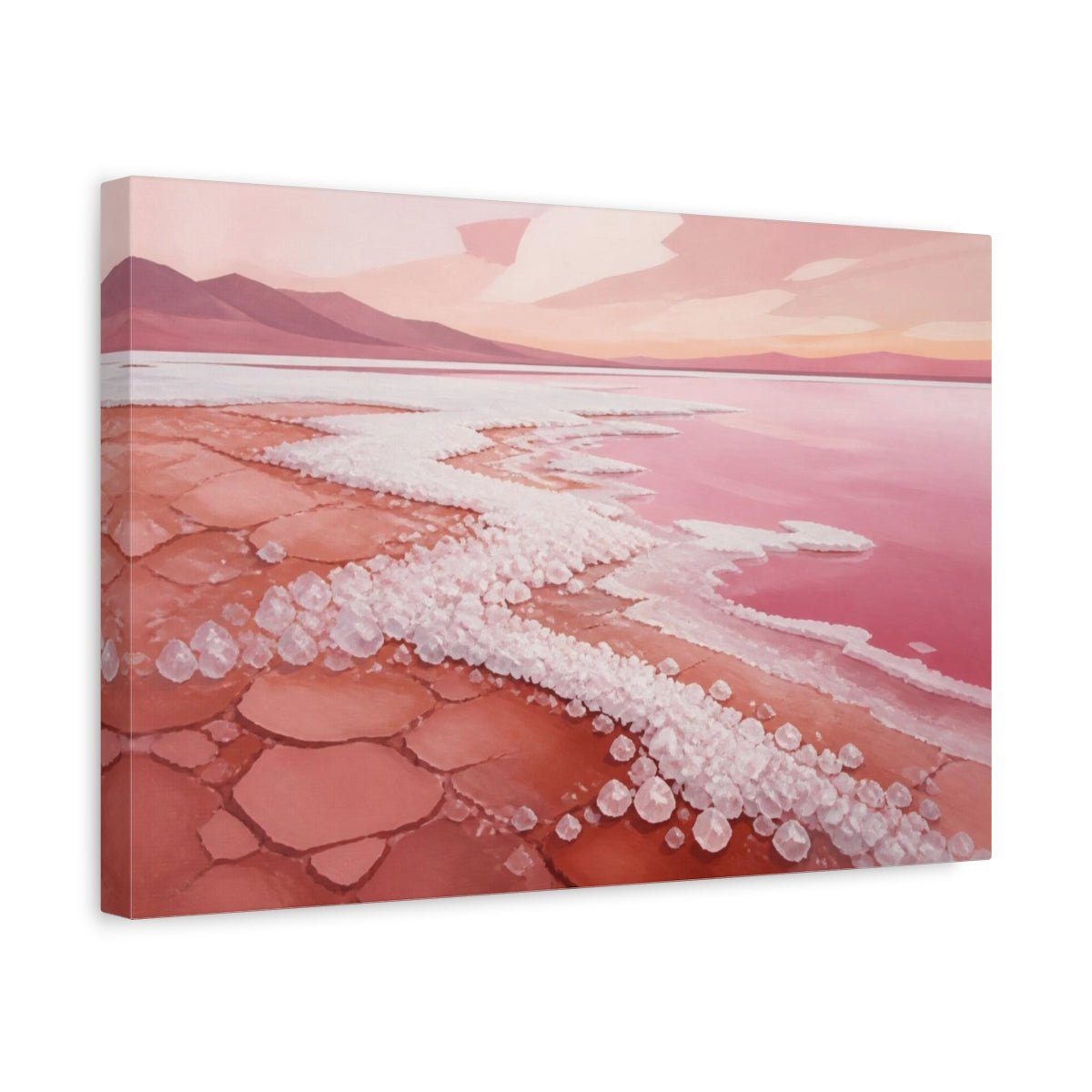 Modern Pink Salt Shore Canvas Print – Living Room, Above Sofa, Rose-Pink - YesArtYes