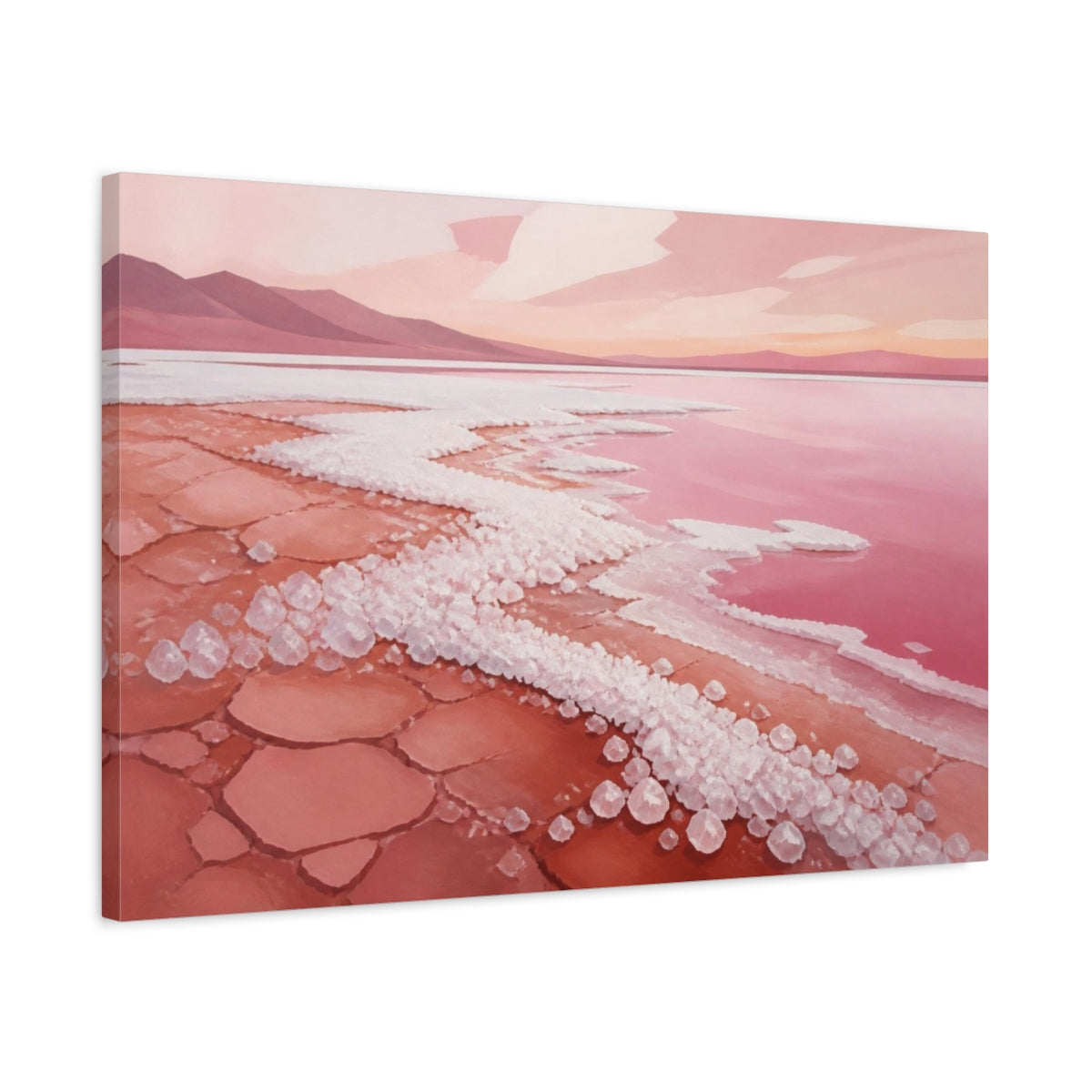 Side Mockup 2. Modern Pink Salt Shore shown as canvas print