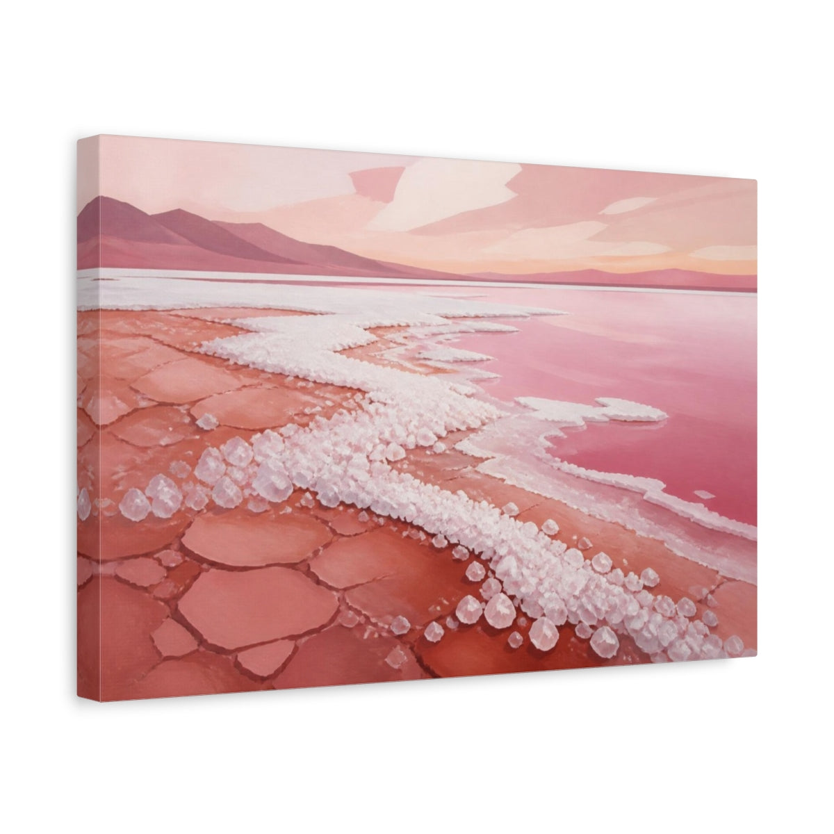 Side Mockup 4. Modern Pink Salt Shore shown as canvas print