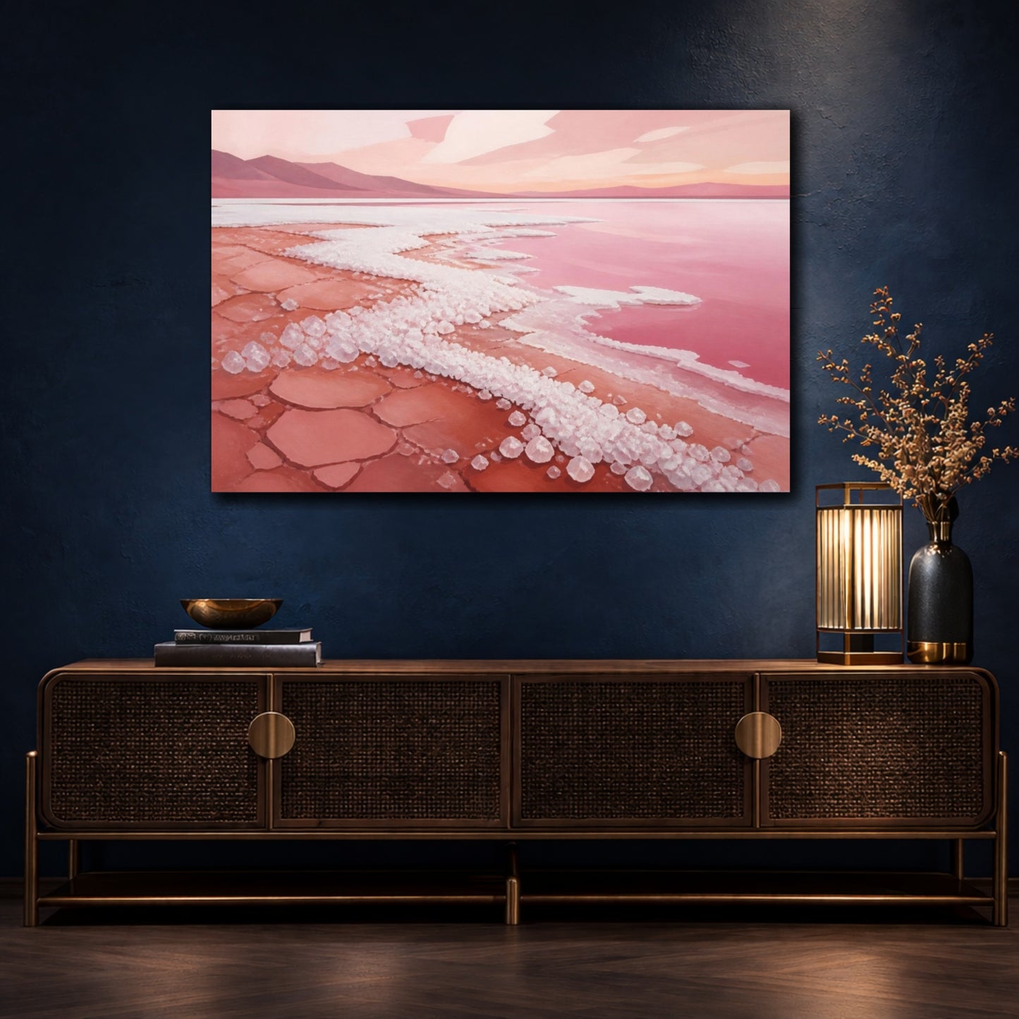 Mockup 4. Modern Pink Salt Shore shown as canvas print