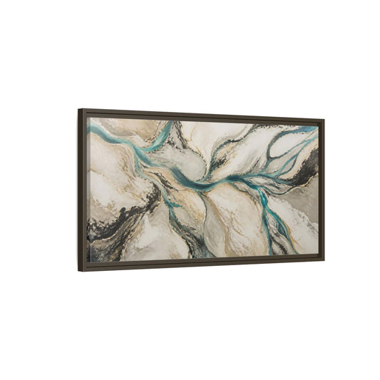 Main Mockup. Modern River Delta shown as framed canvas print