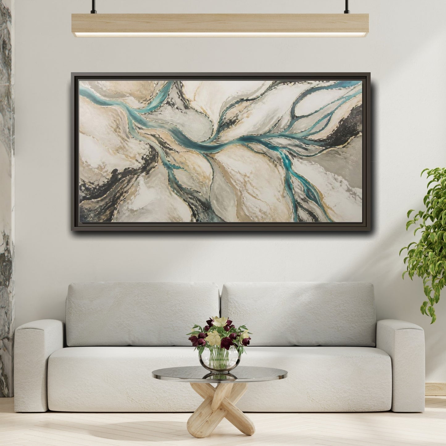 Mockup 2. Modern River Delta shown as framed canvas print