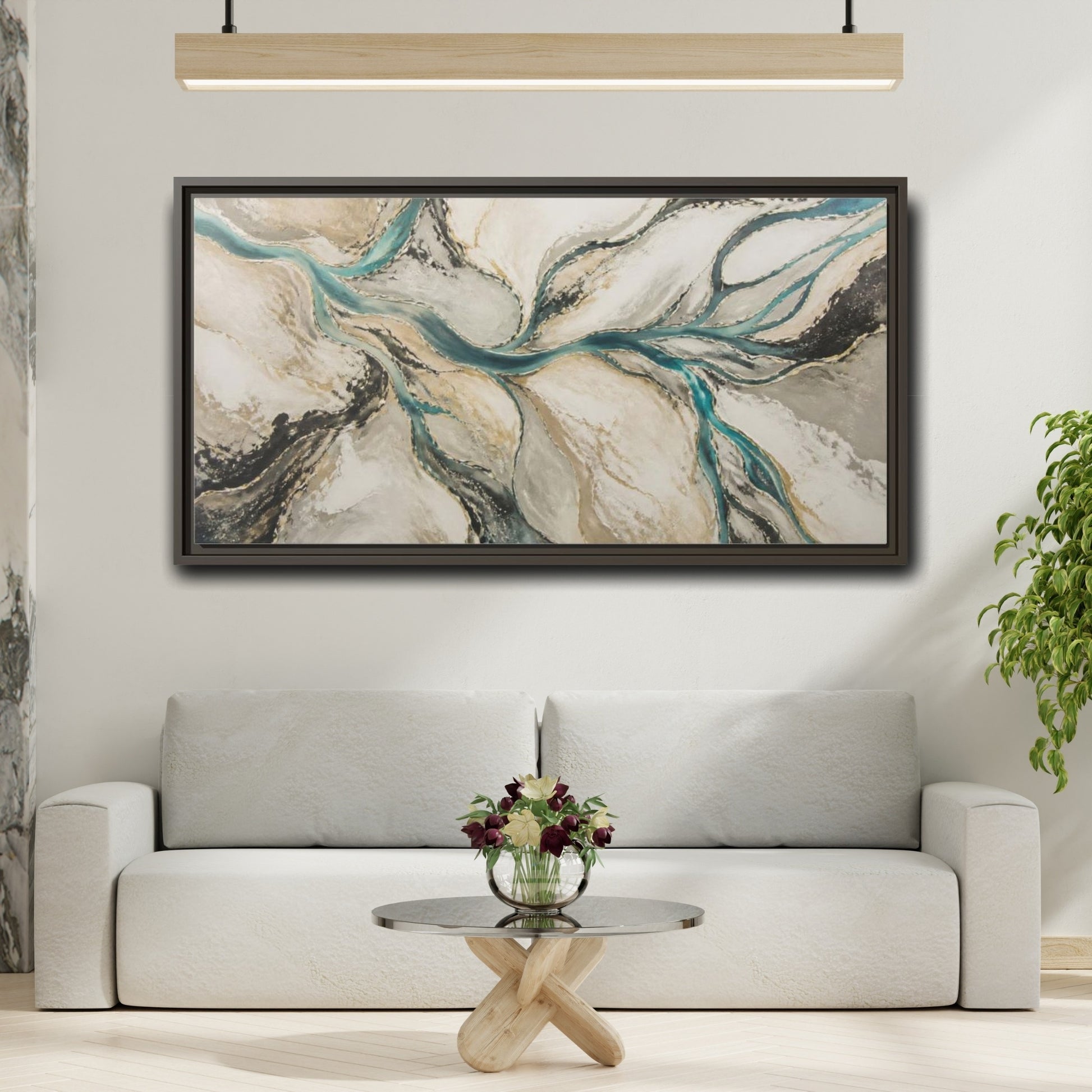 Mockup 2. Modern River Delta shown as framed canvas print