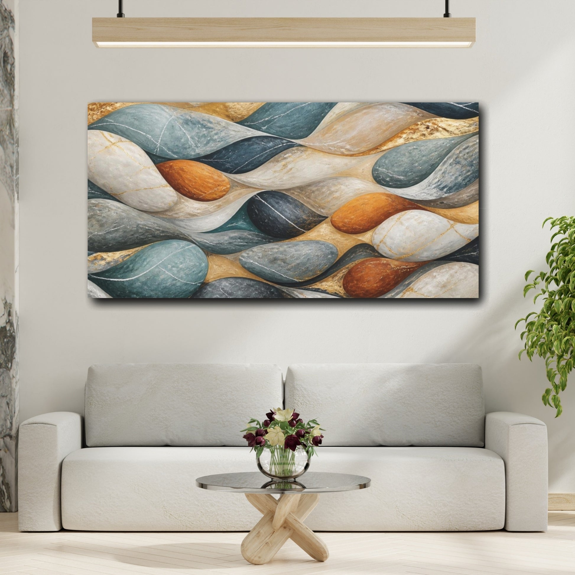 Mockup 2. Modern River Stones shown as canvas print