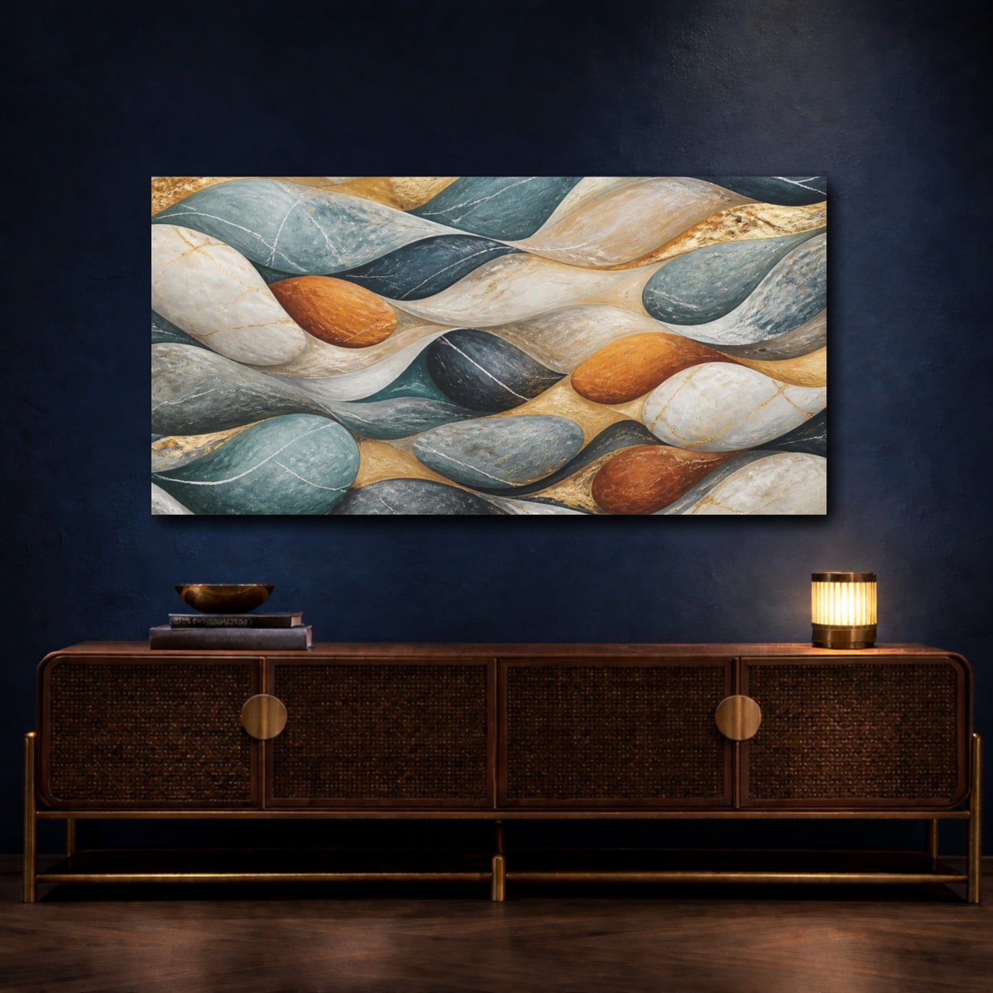 Mockup 4. Modern River Stones shown as canvas print