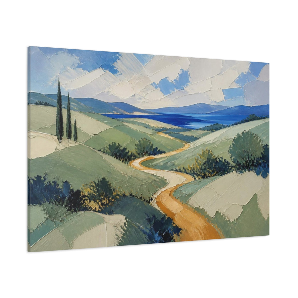 Side Mockup 1. Modern Rolling Hills shown as canvas print