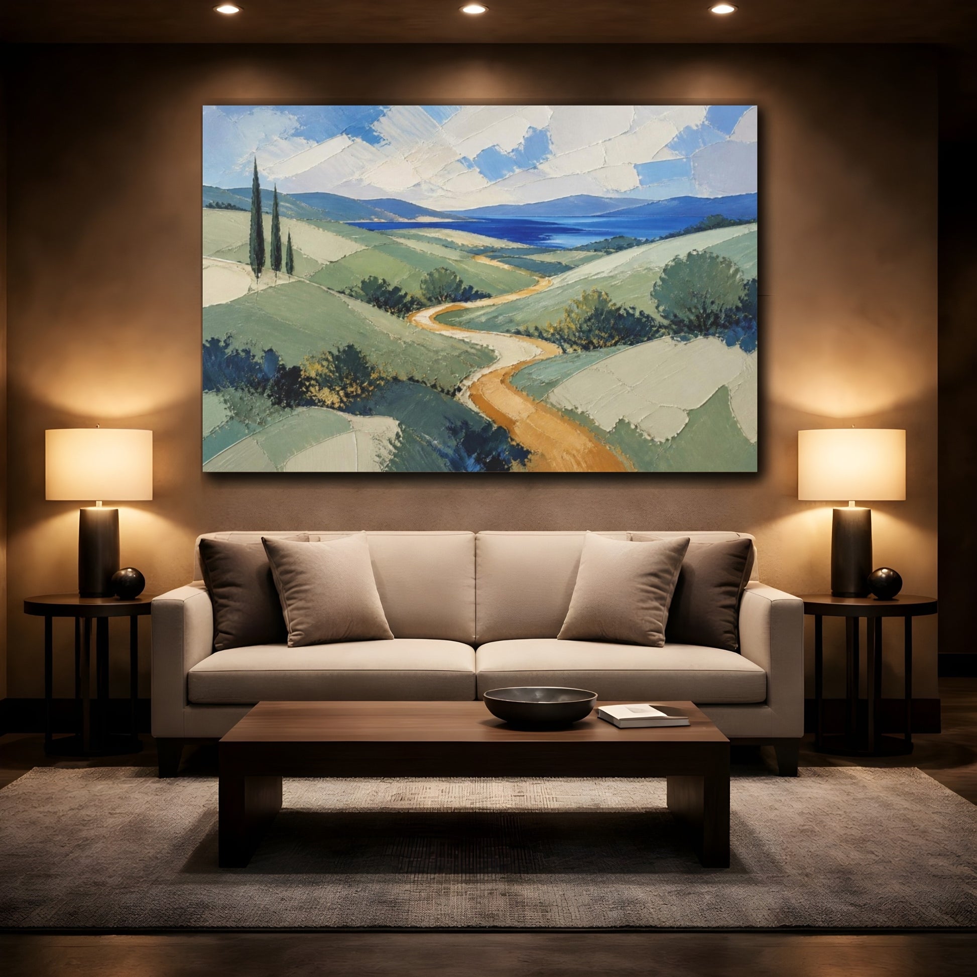 Mockup 2. Modern Rolling Hills shown as canvas print