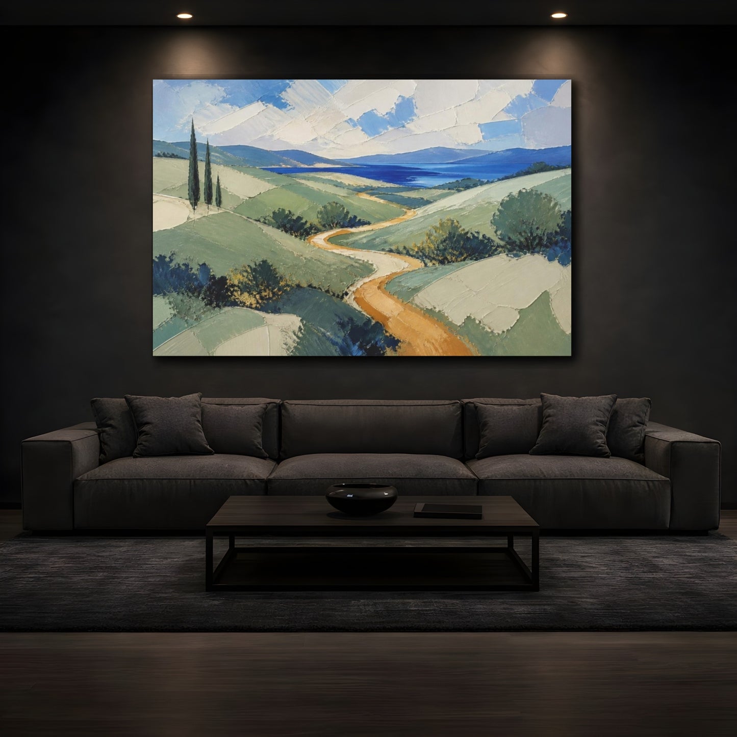 Mockup 3. Modern Rolling Hills shown as canvas print