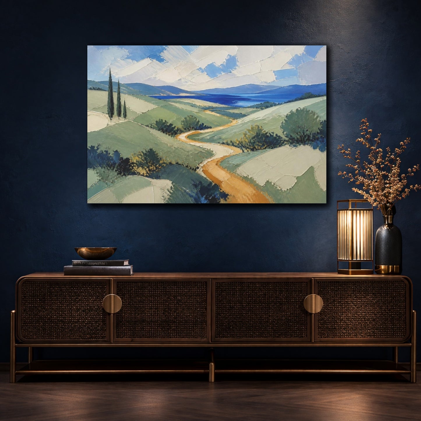 Mockup 4. Modern Rolling Hills shown as canvas print