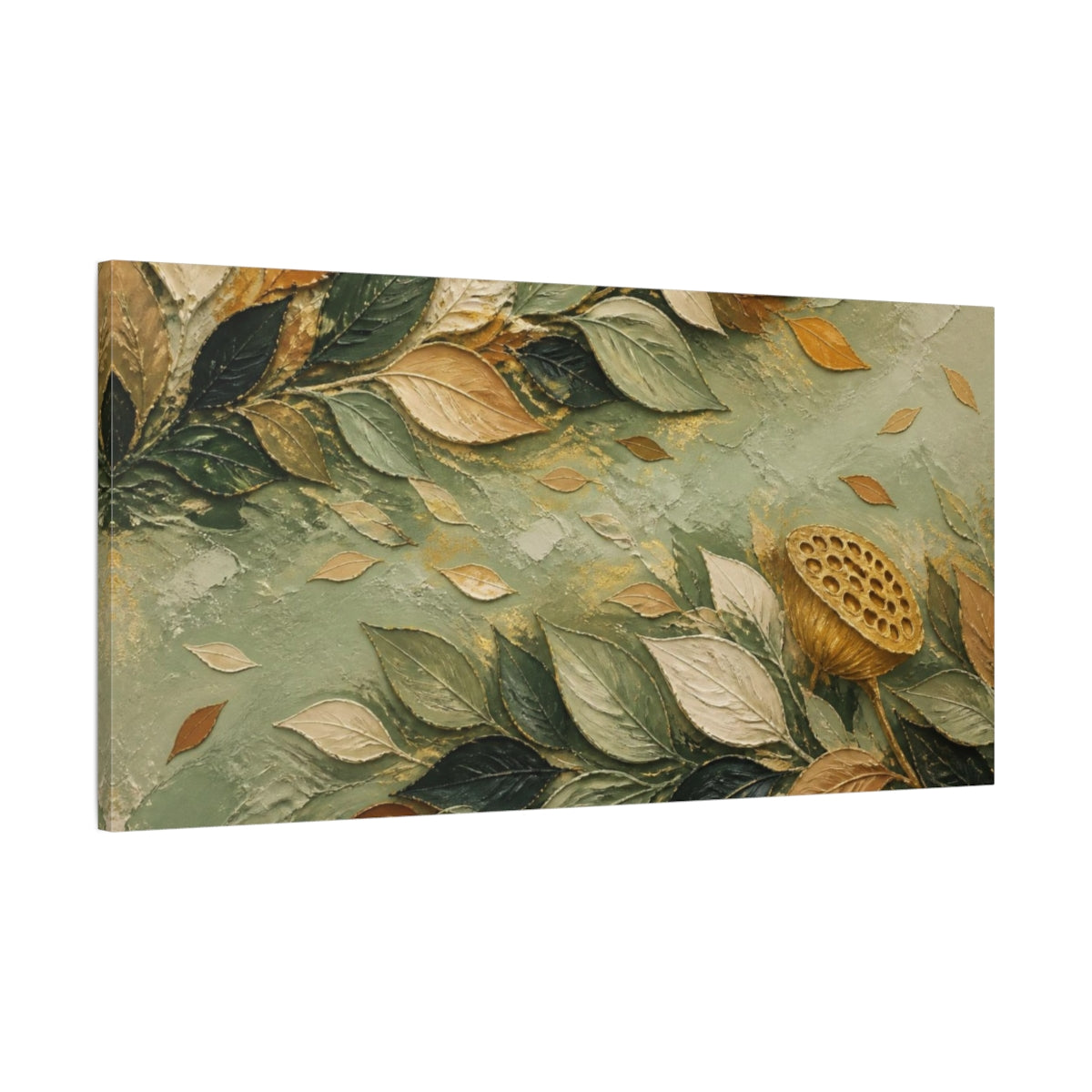 Main Mockup. Modern Sage Leaves shown as canvas print