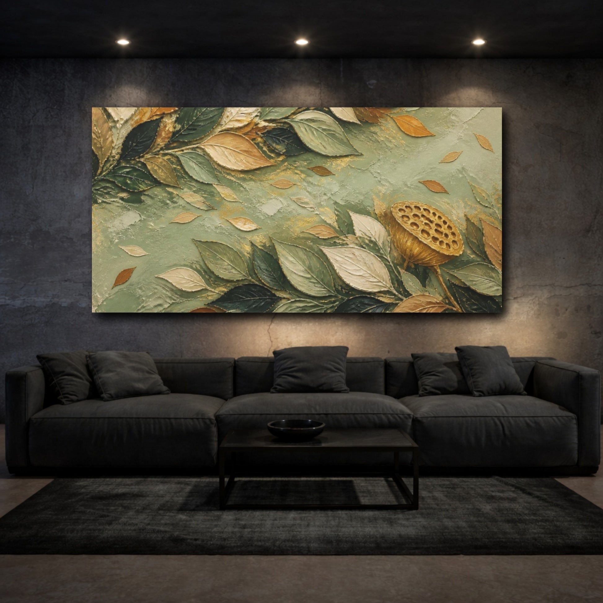 Mockup 3. Modern Sage Leaves shown as canvas print