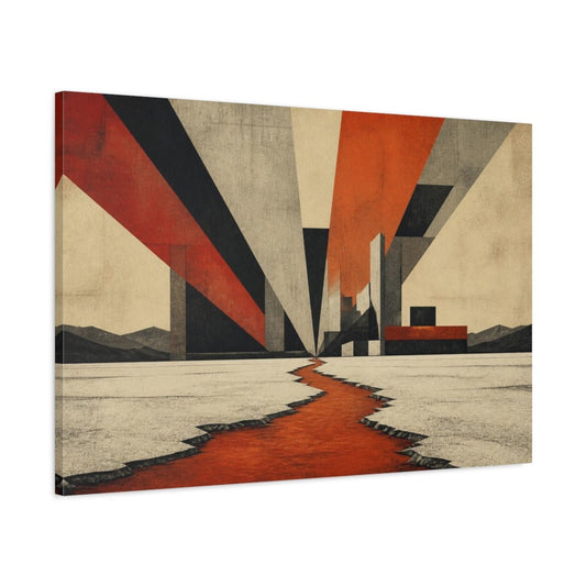 Modern Salt Flats Canvas Print – Living Room, Above Sofa, Rust And Cream - YesArtYes