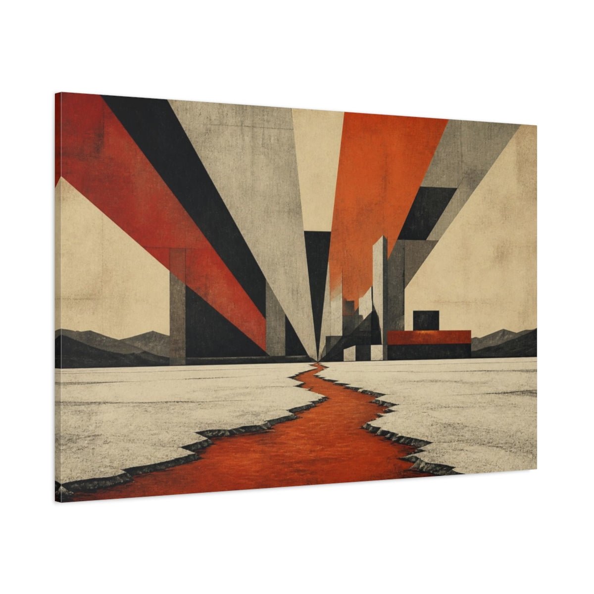 Modern Salt Flats Canvas Print – Living Room, Above Sofa, Rust And Cream - YesArtYes