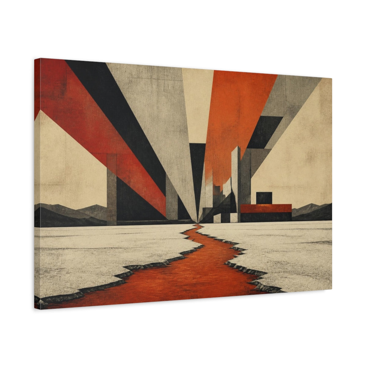 Side Mockup 2. Modern Salt Flats shown as canvas print