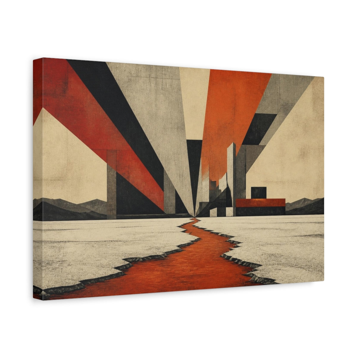 Side Mockup 4. Modern Salt Flats shown as canvas print