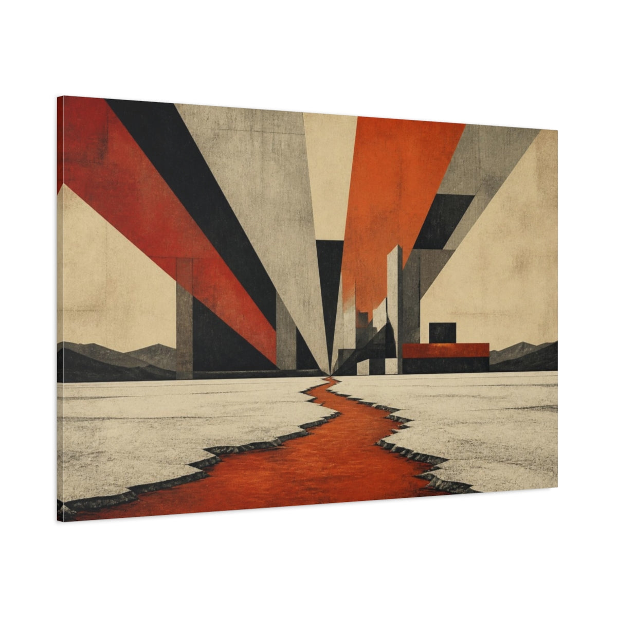 Side Mockup 1. Modern Salt Flats shown as canvas print
