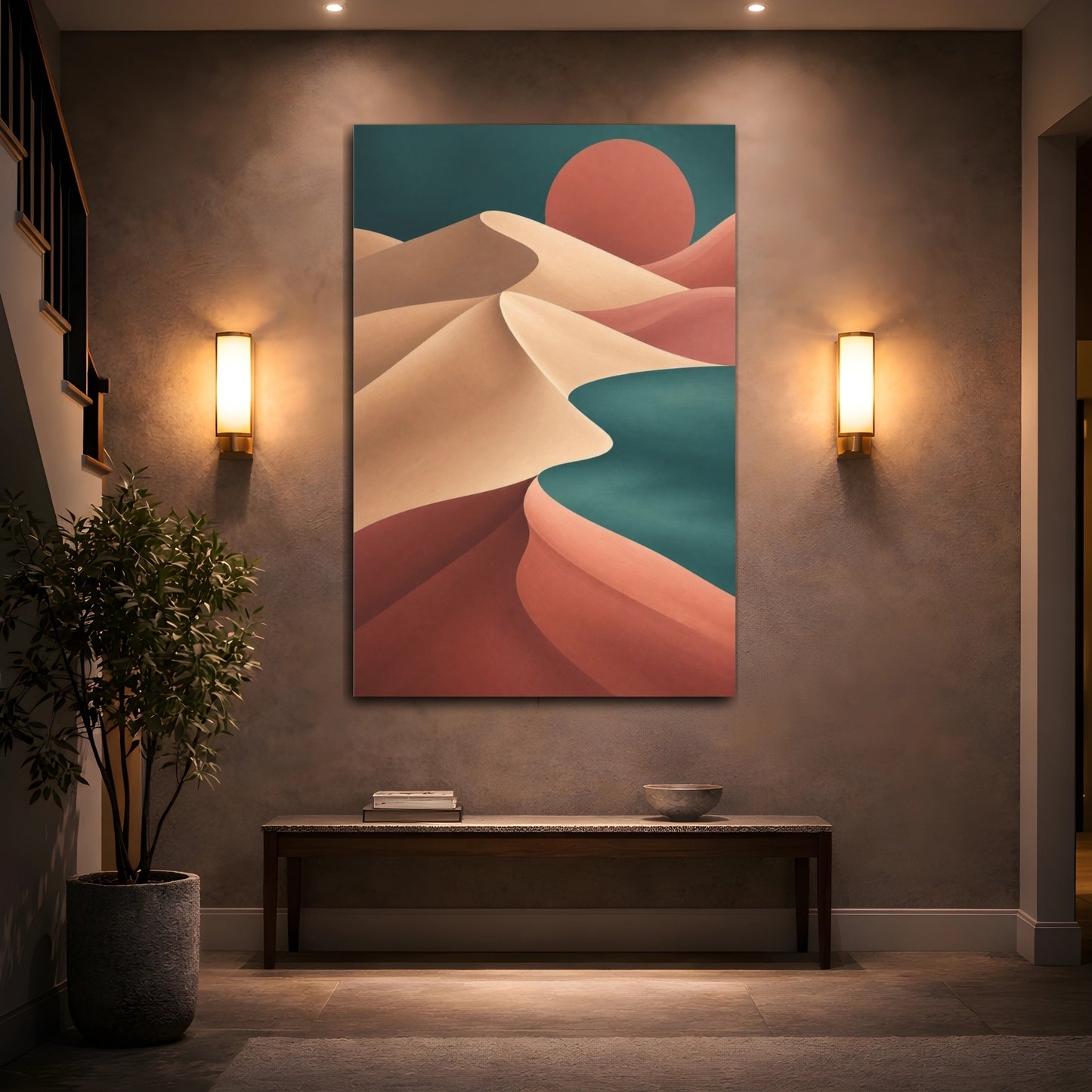 Mockup 2. Modern Sand Dunes shown as canvas print