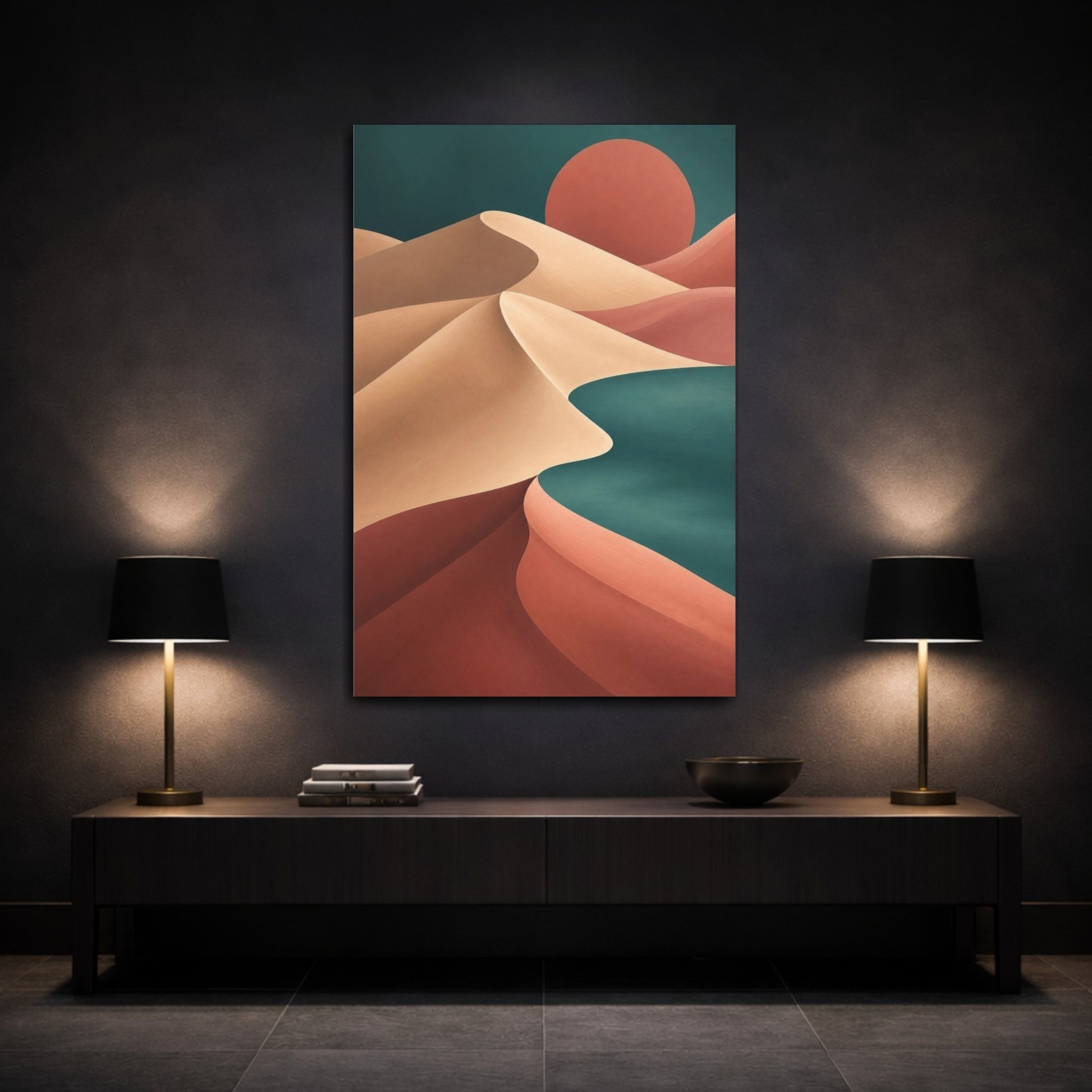 Mockup 3. Modern Sand Dunes shown as canvas print