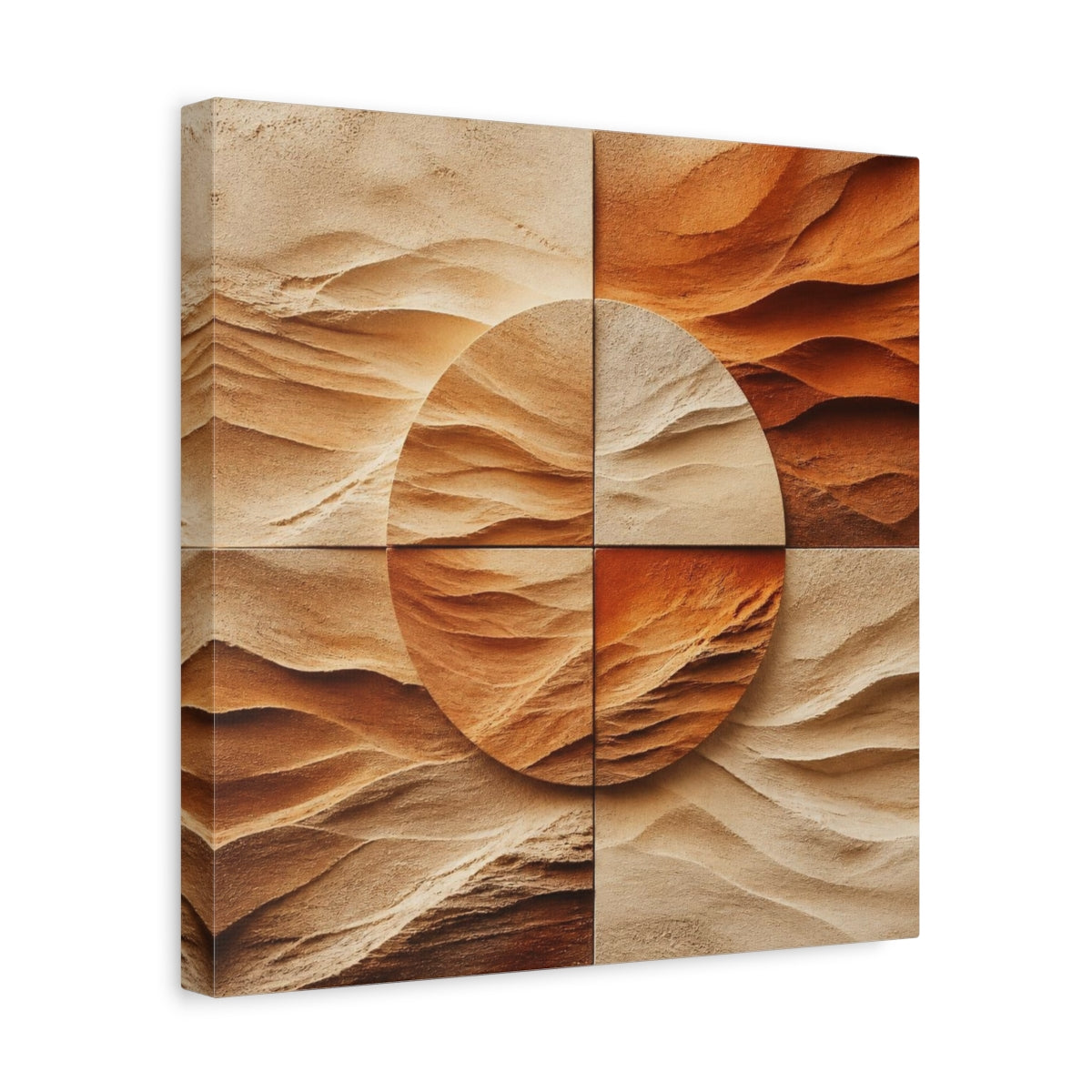 Side Mockup 7. Modern Sandstone Circle shown as canvas print