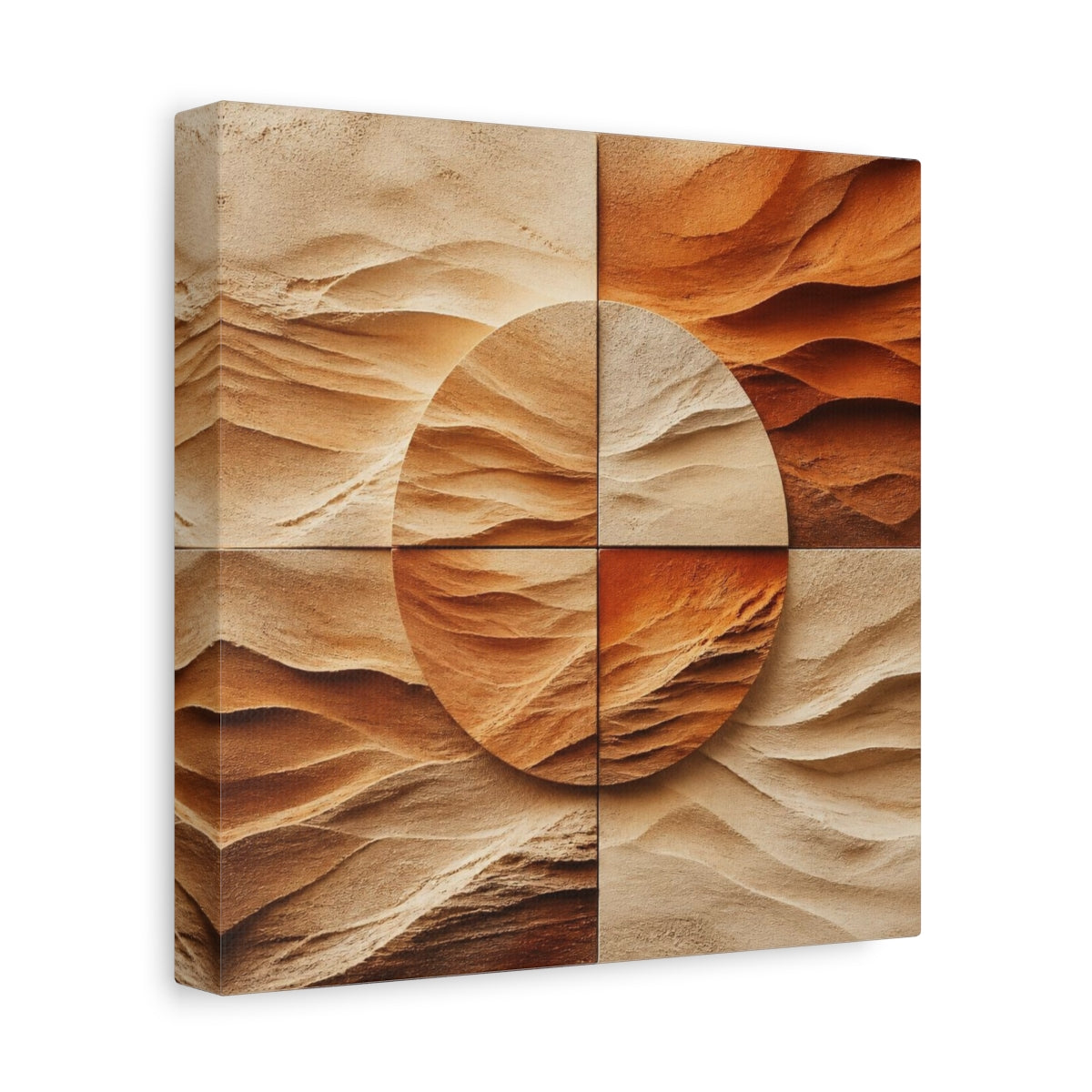 Side Mockup 9. Modern Sandstone Circle shown as canvas print