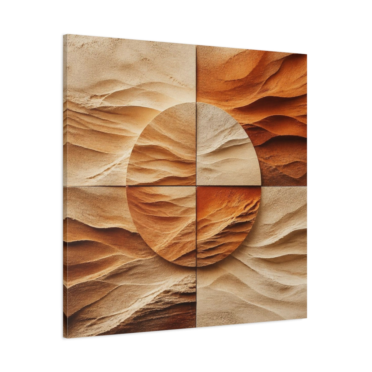 Side Mockup 1. Modern Sandstone Circle shown as canvas print