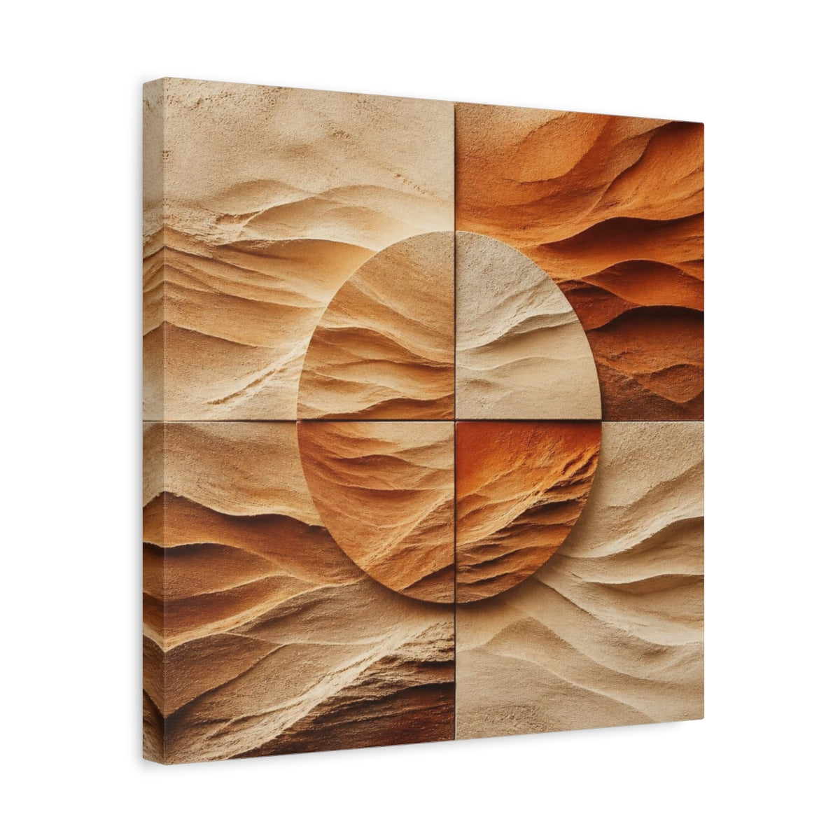 Side Mockup 6. Modern Sandstone Circle shown as canvas print