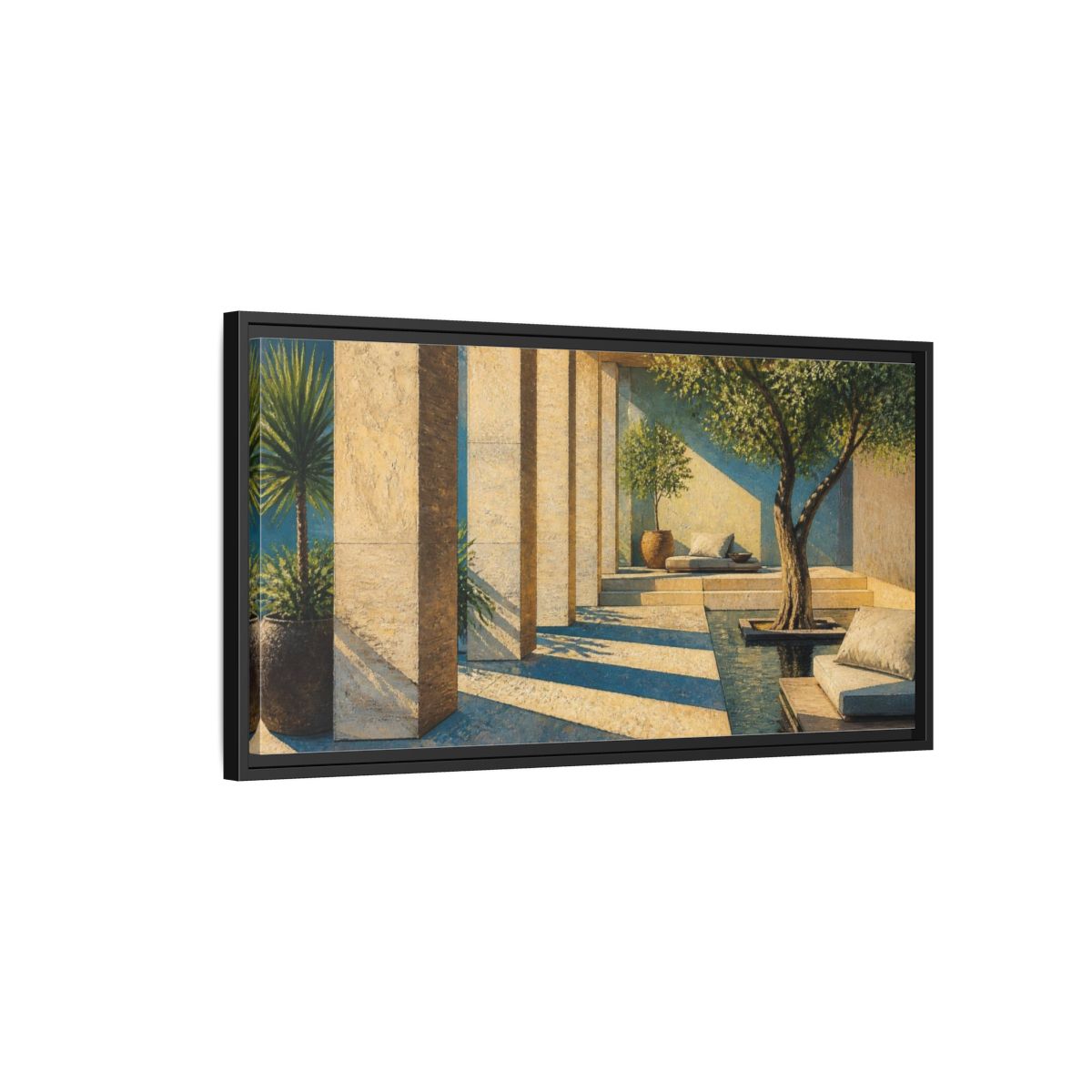 Side Mockup 2. Modern Sandstone Columns shown as framed canvas print