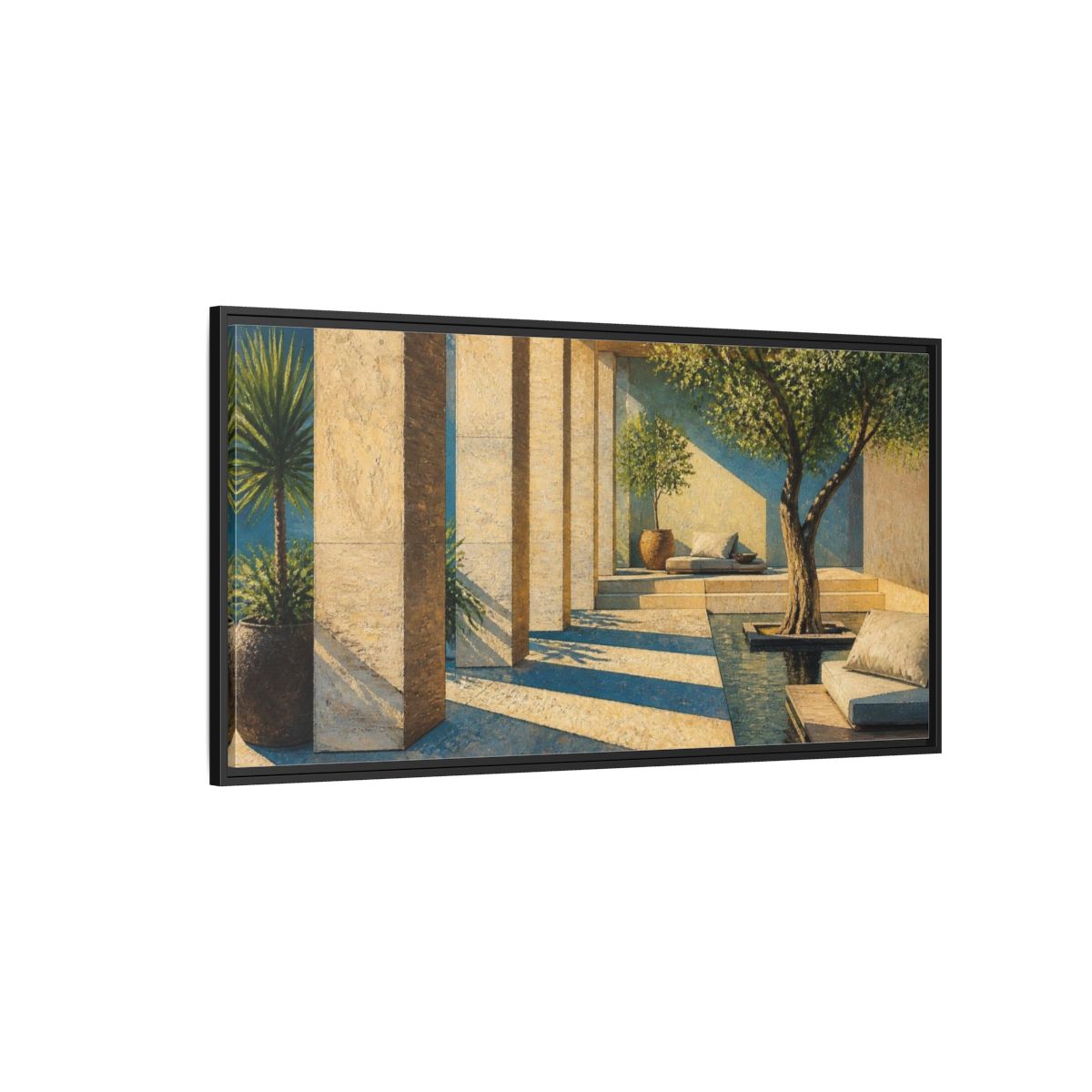 Side Mockup 5. Modern Sandstone Columns shown as framed canvas print