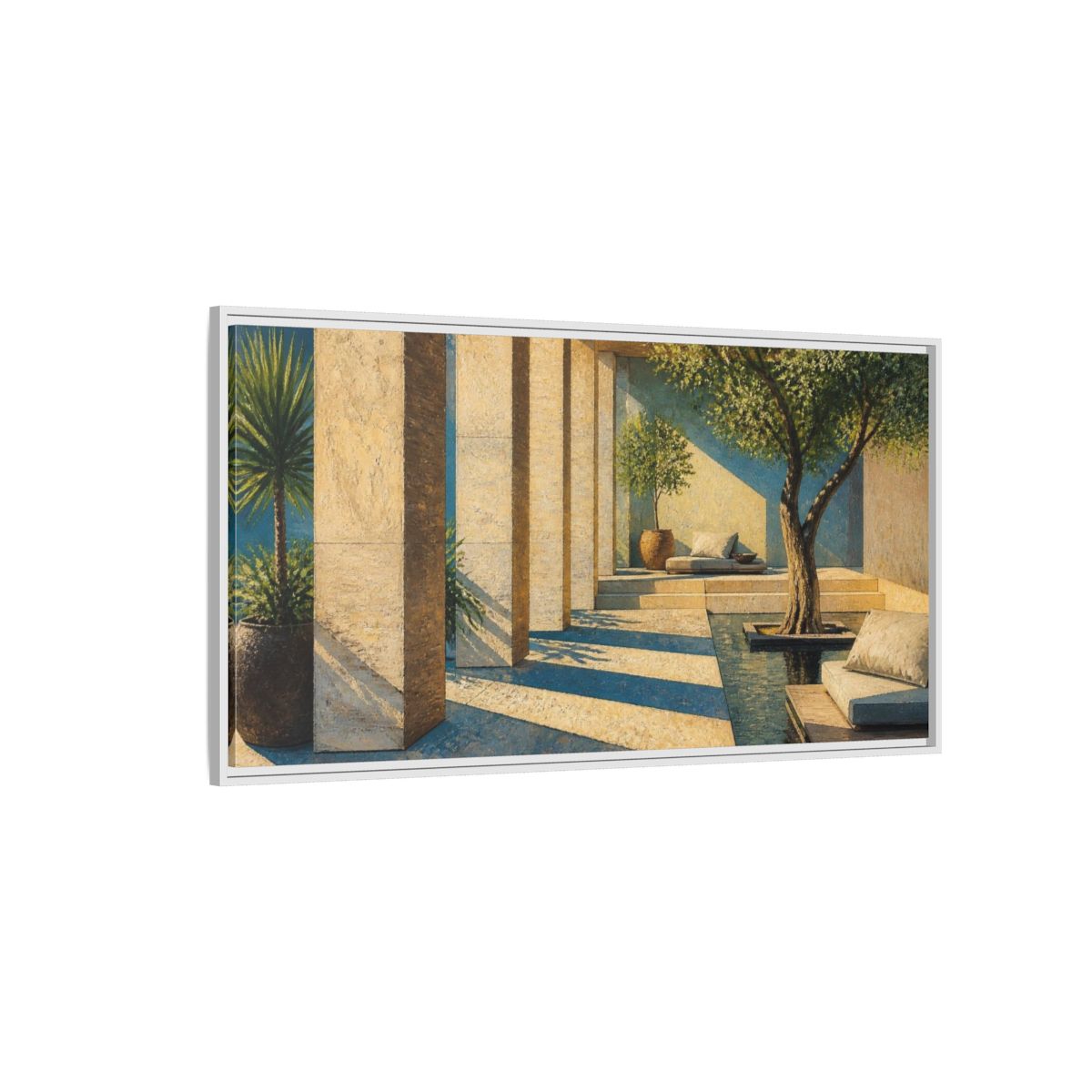 Side Mockup 3. Modern Sandstone Columns shown as framed canvas print