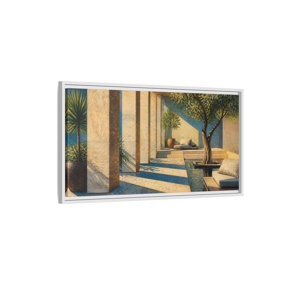 Side Mockup 1. Modern Sandstone Columns shown as framed canvas print
