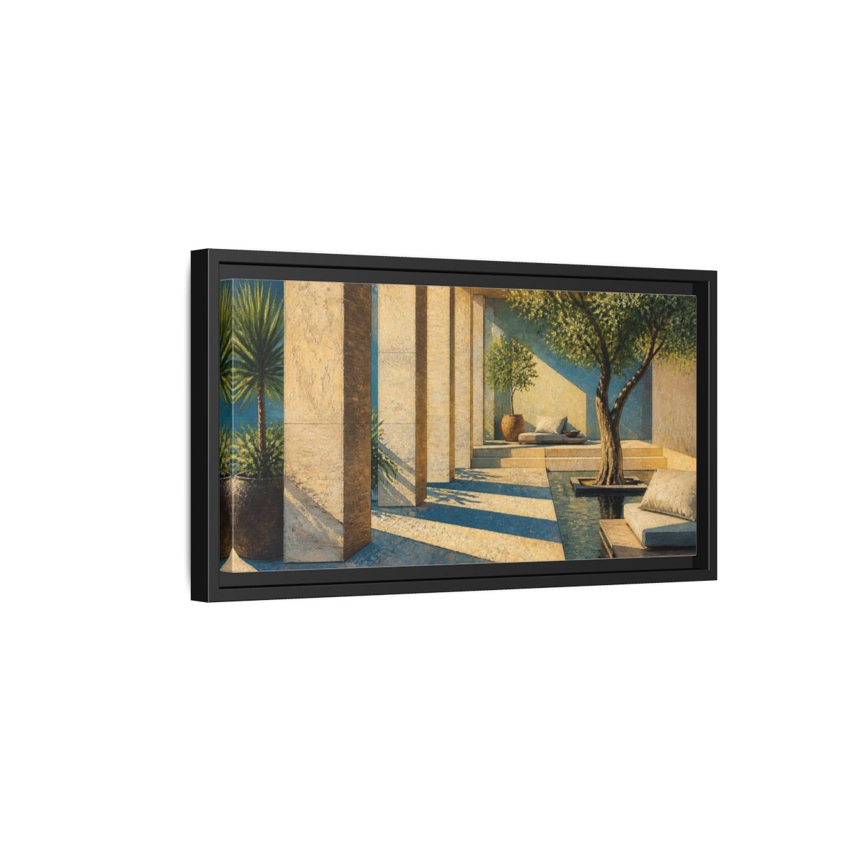 Side Mockup 8. Modern Sandstone Columns shown as framed canvas print