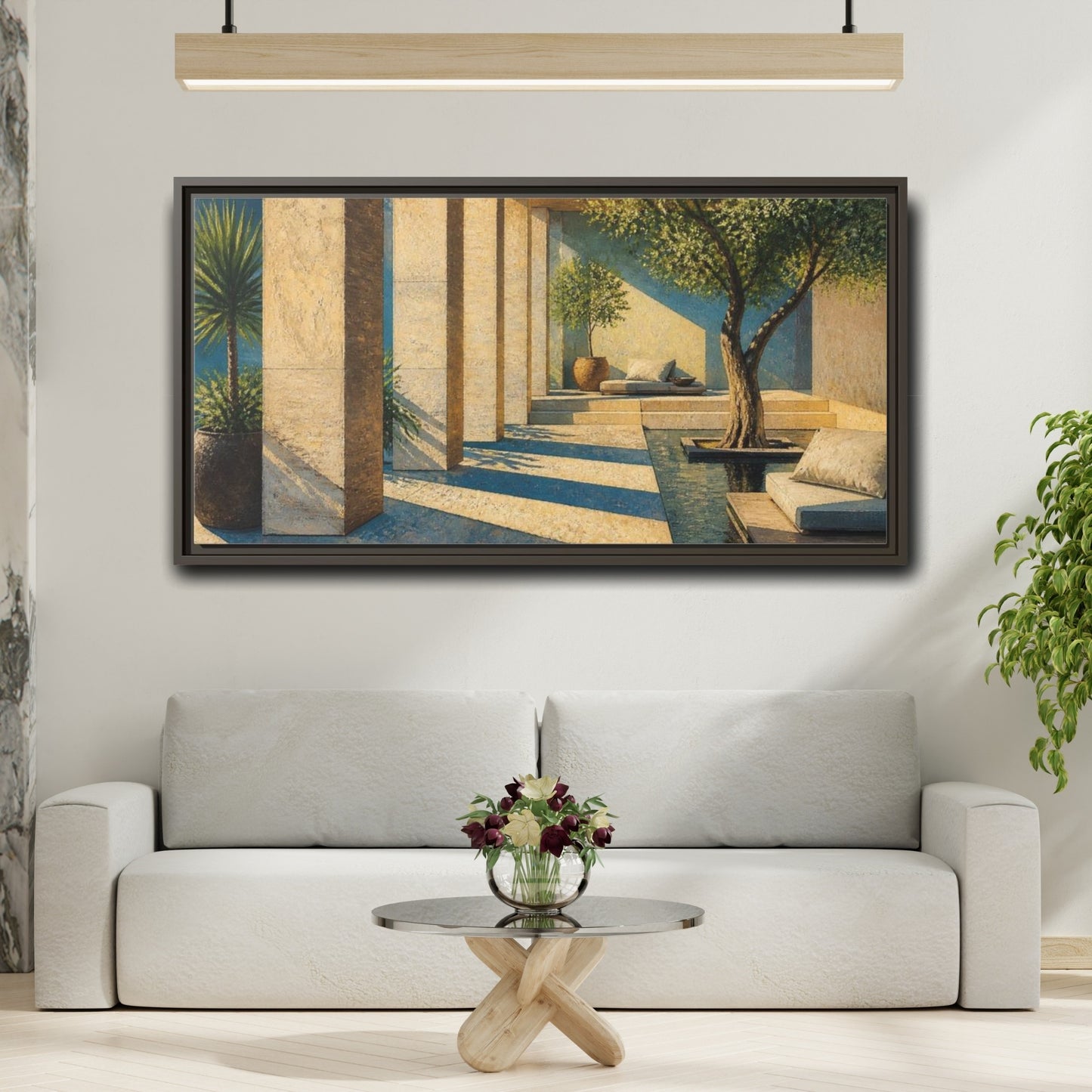 Mockup 2. Modern Sandstone Columns shown as framed canvas print