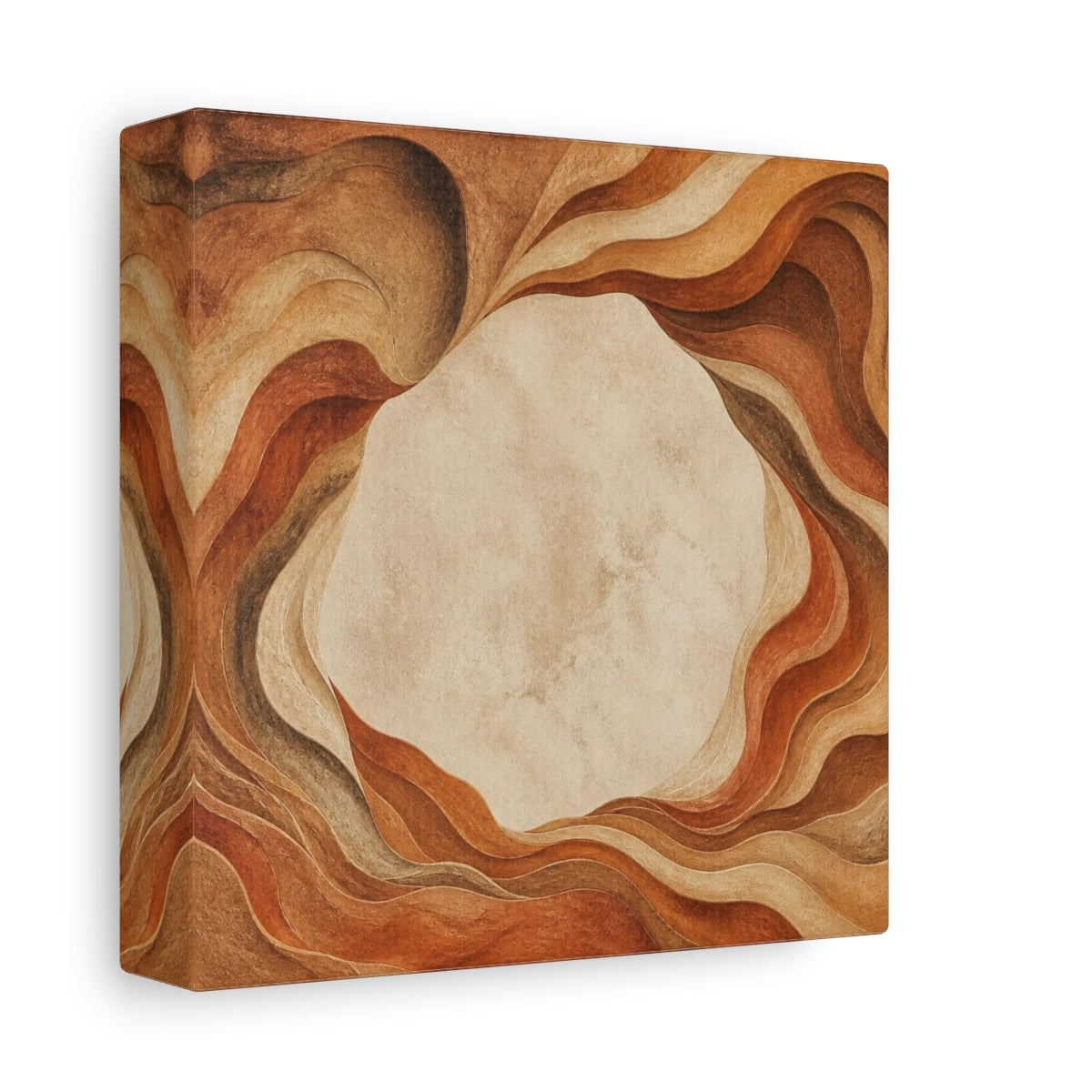 Side Mockup 2. Modern Sandstone Waves shown as canvas print