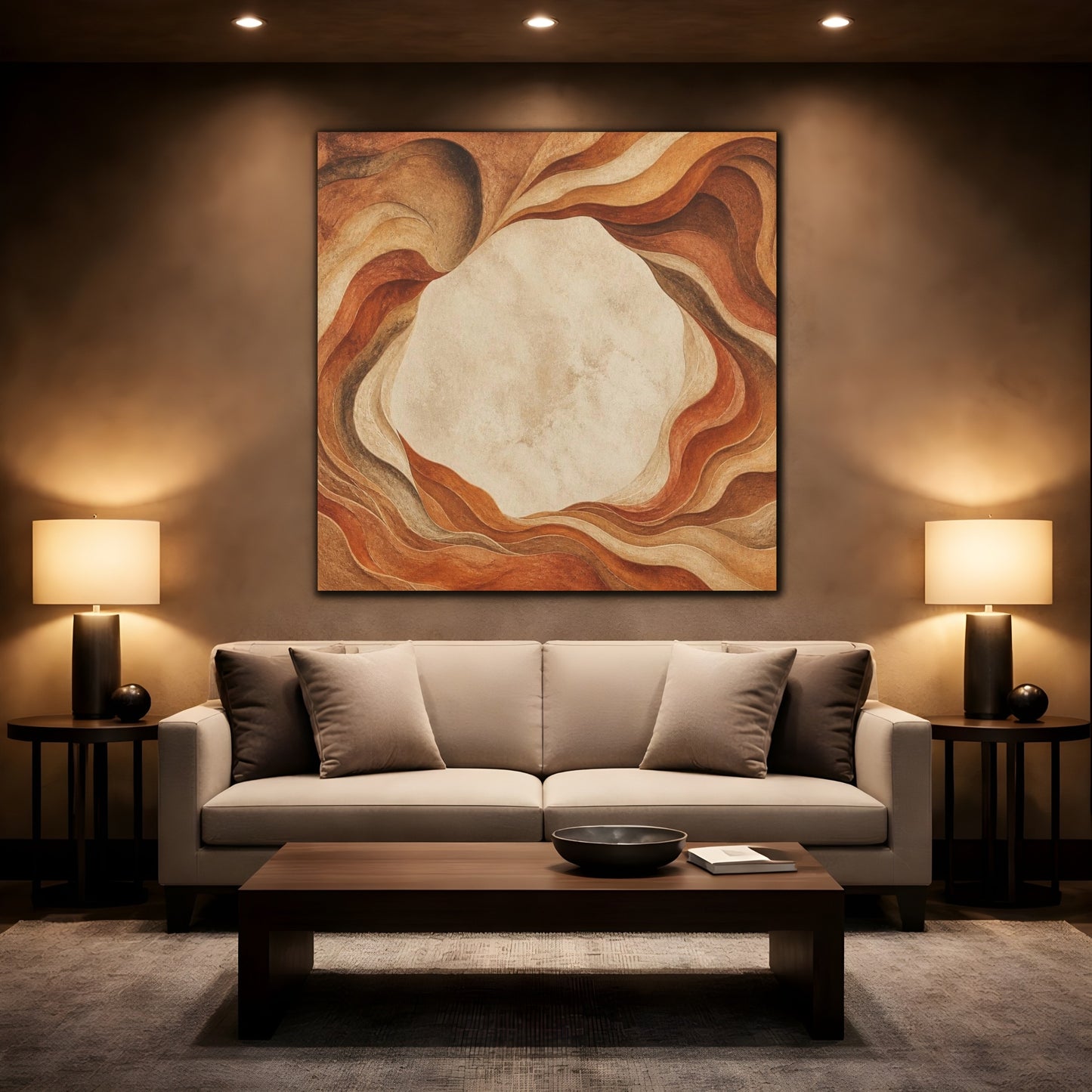 Mockup 2. Modern Sandstone Waves shown as canvas print