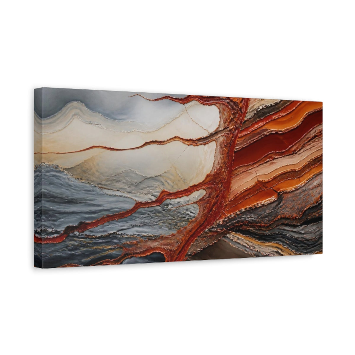 Side Mockup 3. Modern Sediment Layers shown as canvas print