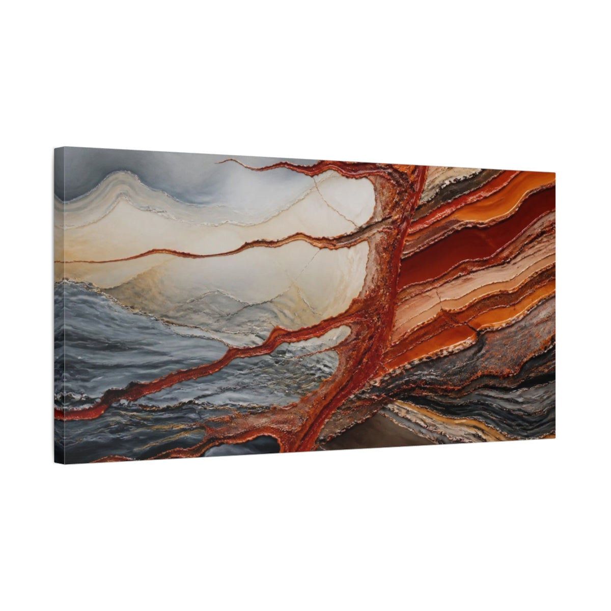 Side Mockup 1. Modern Sediment Layers shown as canvas print