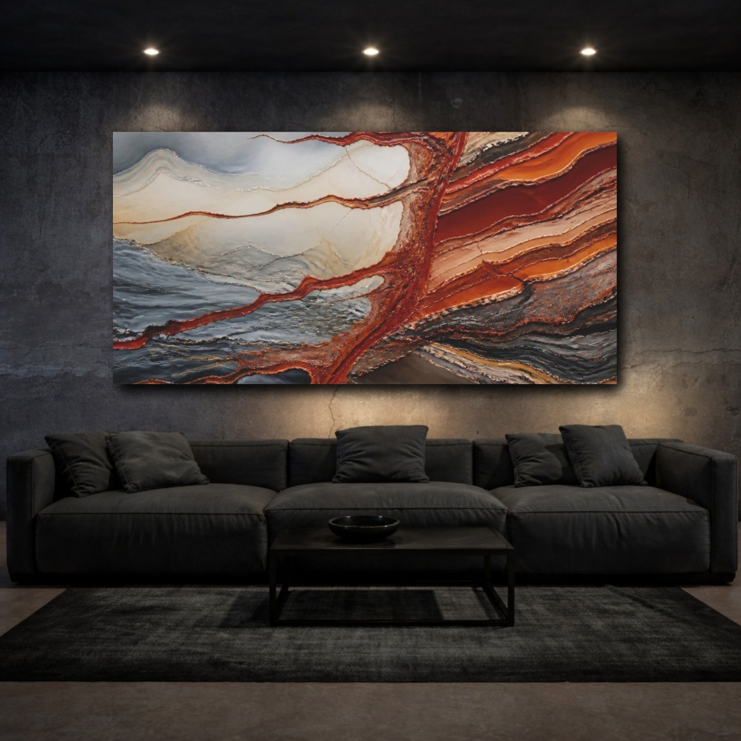 Mockup 3. Modern Sediment Layers shown as canvas print