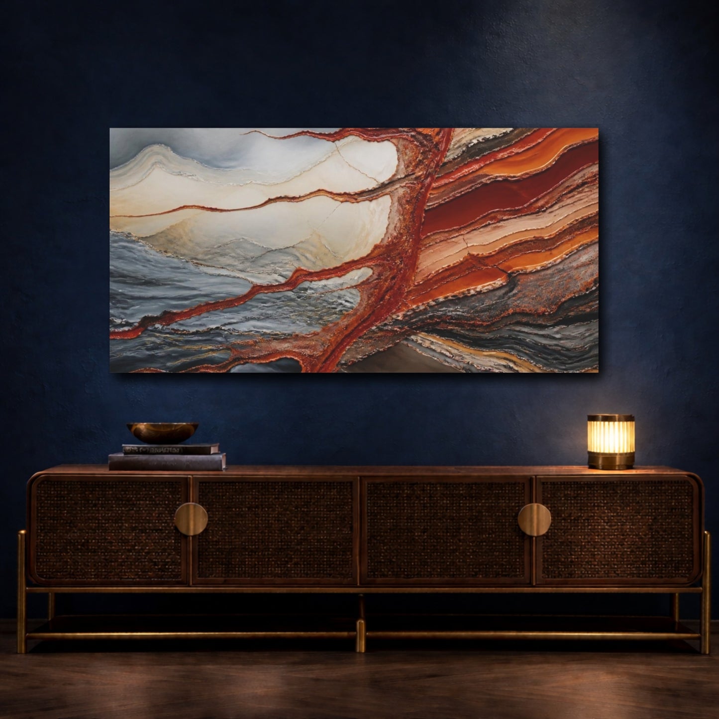 Mockup 4. Modern Sediment Layers shown as canvas print